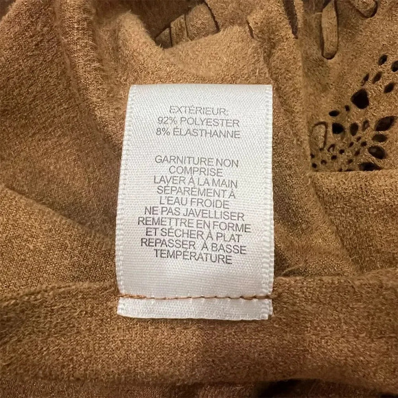 Lord & Taylor Design Lab Women's Brown Sleeveless Boho Crochet-Knit Vest Size M - Picture 11 of 13